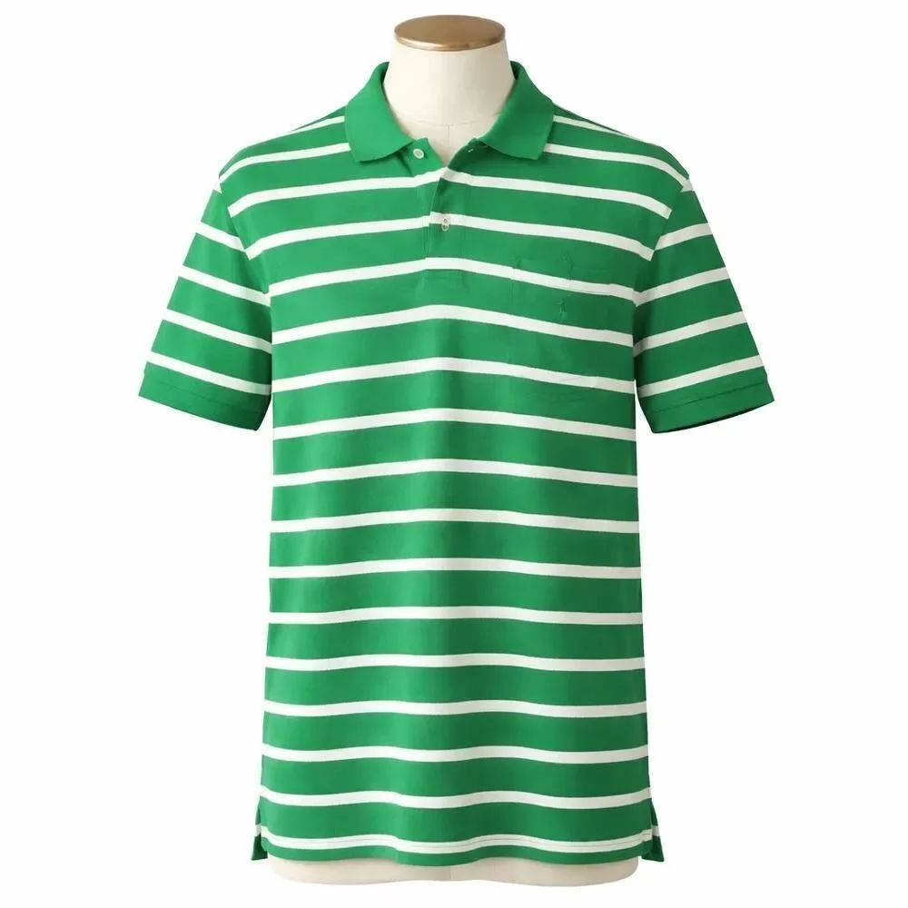 Vintage 90s Polo Ralph Lauren Men’s Green White Striped Polo Shirt L